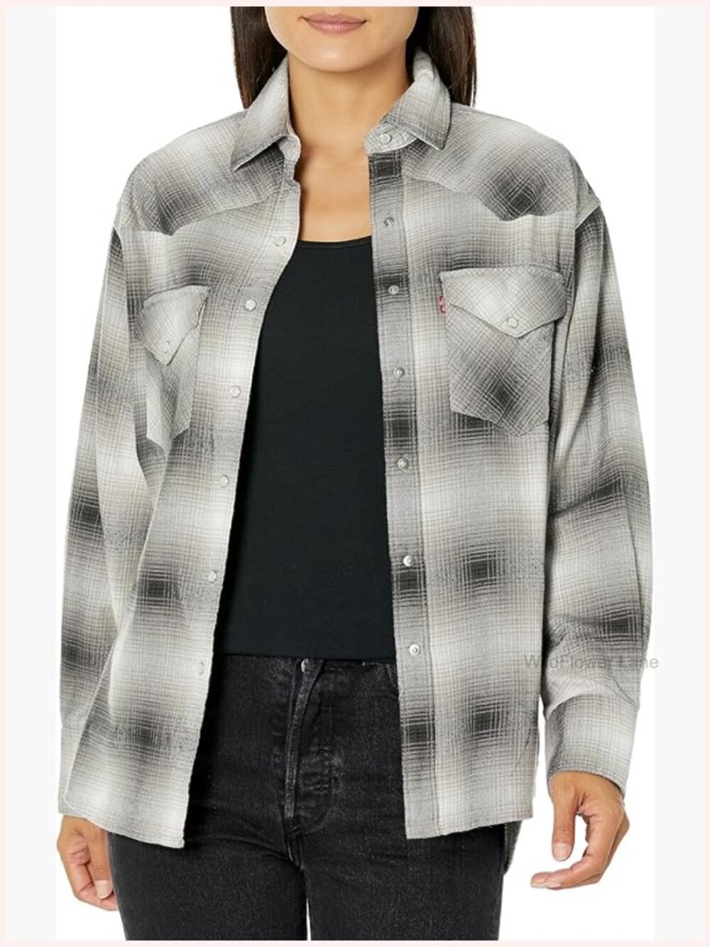 Relaxed Western Snap Button Shirt with Chest Pockets